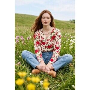 CeCe Floral Rubicondo Sweater Women Size XL